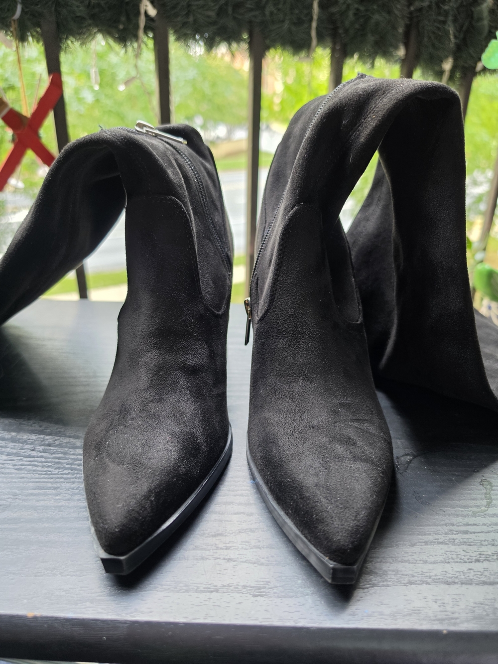 Women's Black Suede Pointed Toe Ankle Boots - Sleek Fashion Style